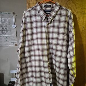 Daniel Cremieux Cream and Burgundy Plaid Button-Down Shirt